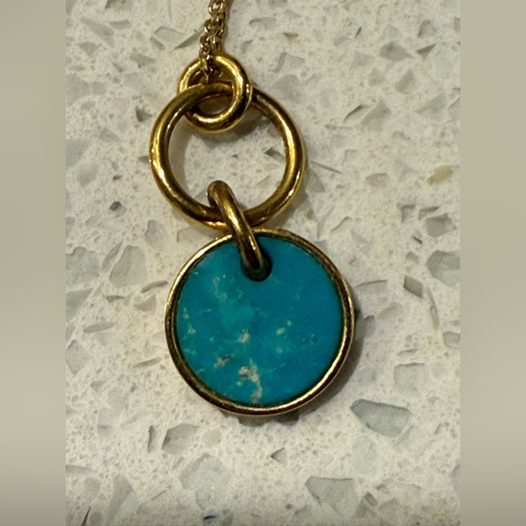 RARE Jcrew NWT demi fine necklace turquoise pendant necklace - Picture 3 of 3